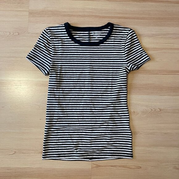 J.Crew stretch linen stripe t-shirt XS - Picture 2 of 8